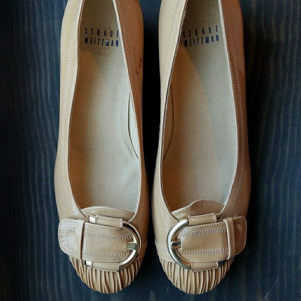 Stuart Weitzman Tan Patent Wedge, (New, Orig $375)